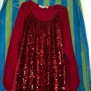 2 piece red sequins hi-low set